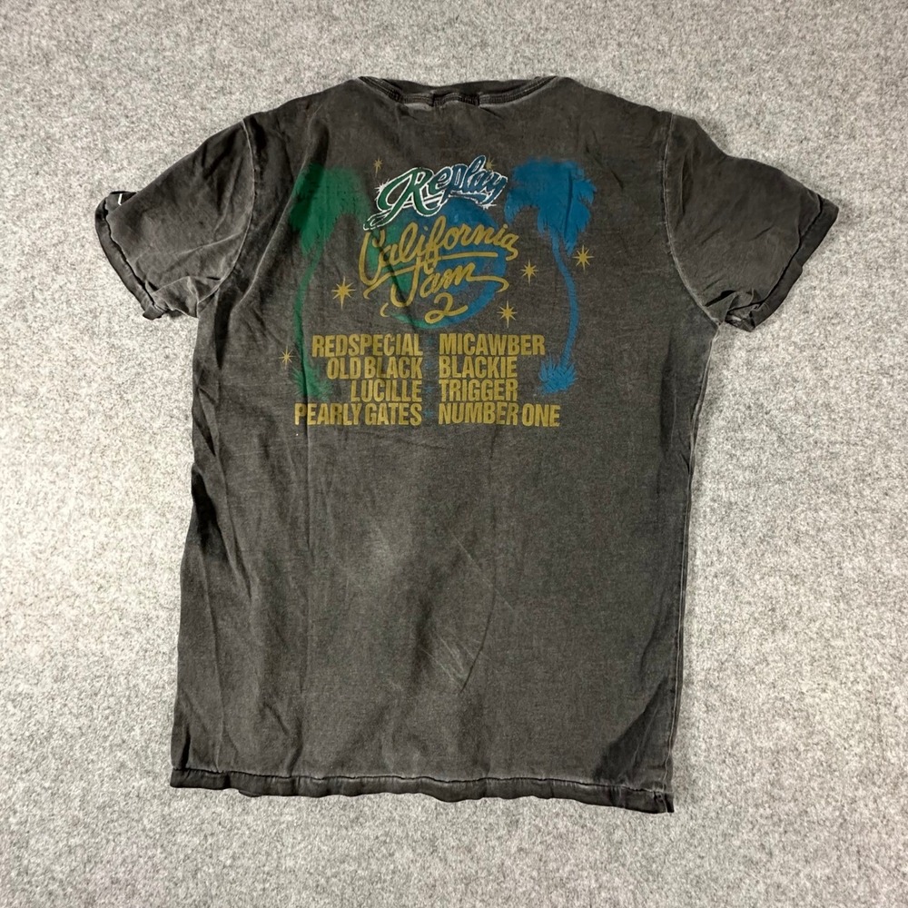 Replay California Jam 2 Graphic T-Shirt Medium Grey Mens Vintage Washx